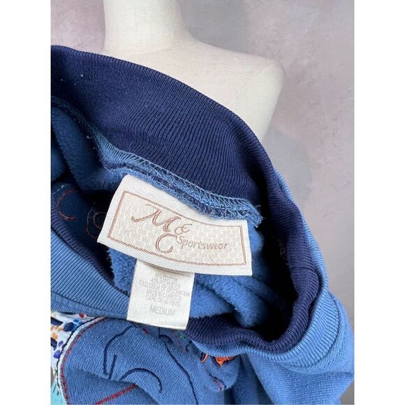 Vintage 90s Y2K Embroidered Cat Crewneck Sweatshirt Kitty Size Medium - Picture 6 of 7